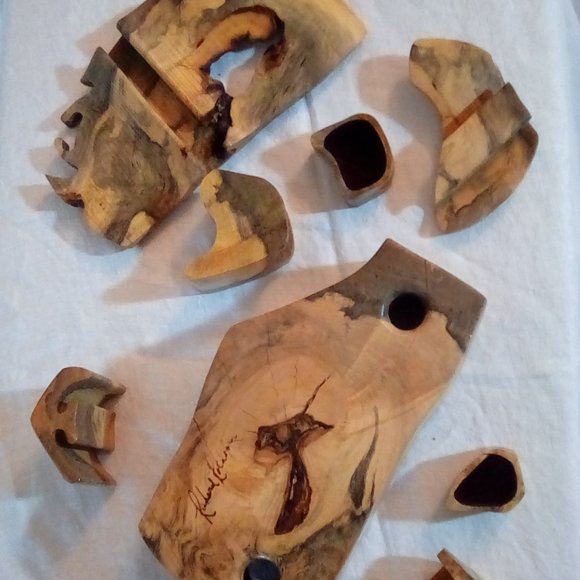 Handcrafted artist wood jewelry box men - Picture 7 of 8